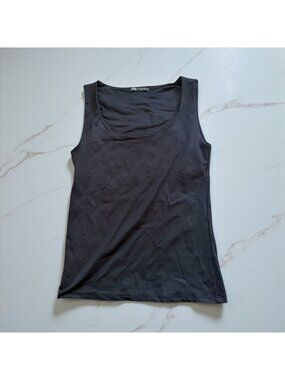 ZARA Squareneck Black Basic Tank Top Size Medium